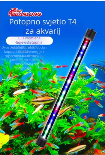 LED svjetlo za akvarij, vodootporna podvodna rasvjeta za ribe, višebojni LED, model T4LED