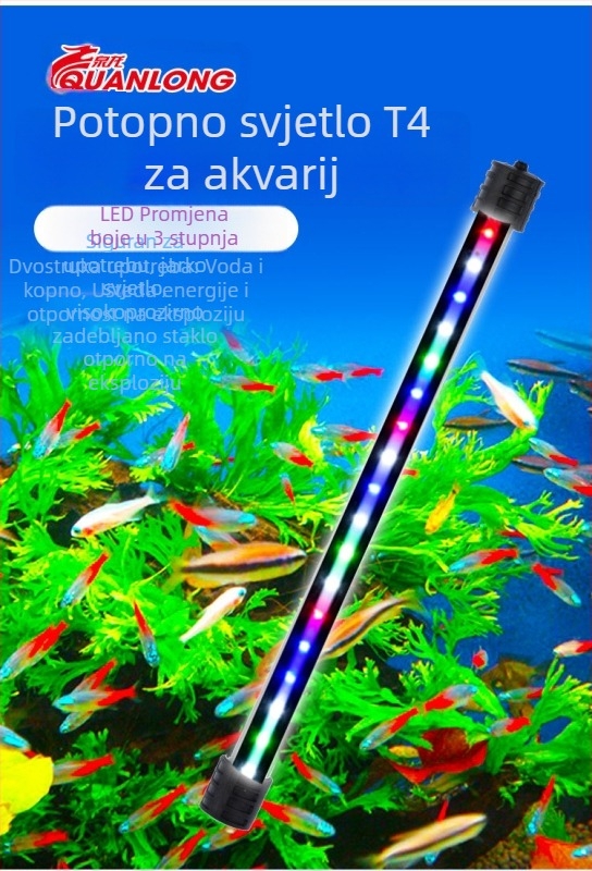 LED svjetlo za akvarij, vodootporna podvodna rasvjeta za ribe, višebojni LED, model T4LED