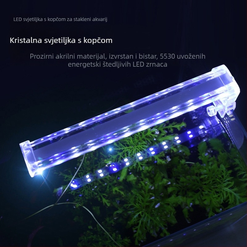 Kristalno staklena LED klips lampica za akvarij, osvjetljenje za biljke