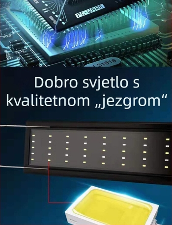 LED svjetlo s punim spektromom za vodene biljke u akvariju, vodootporno, s nosačem.