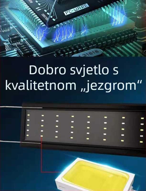 LED svjetlo s punim spektromom za vodene biljke u akvariju, vodootporno, s nosačem.