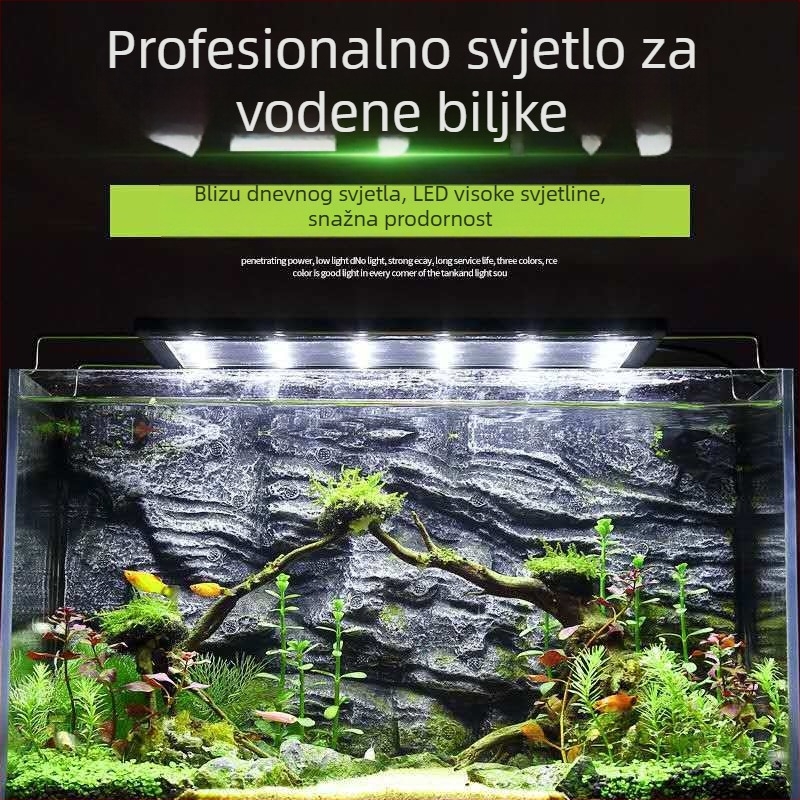 LED svjetlo s punim spektromom za vodene biljke u akvariju, vodootporno, s nosačem.