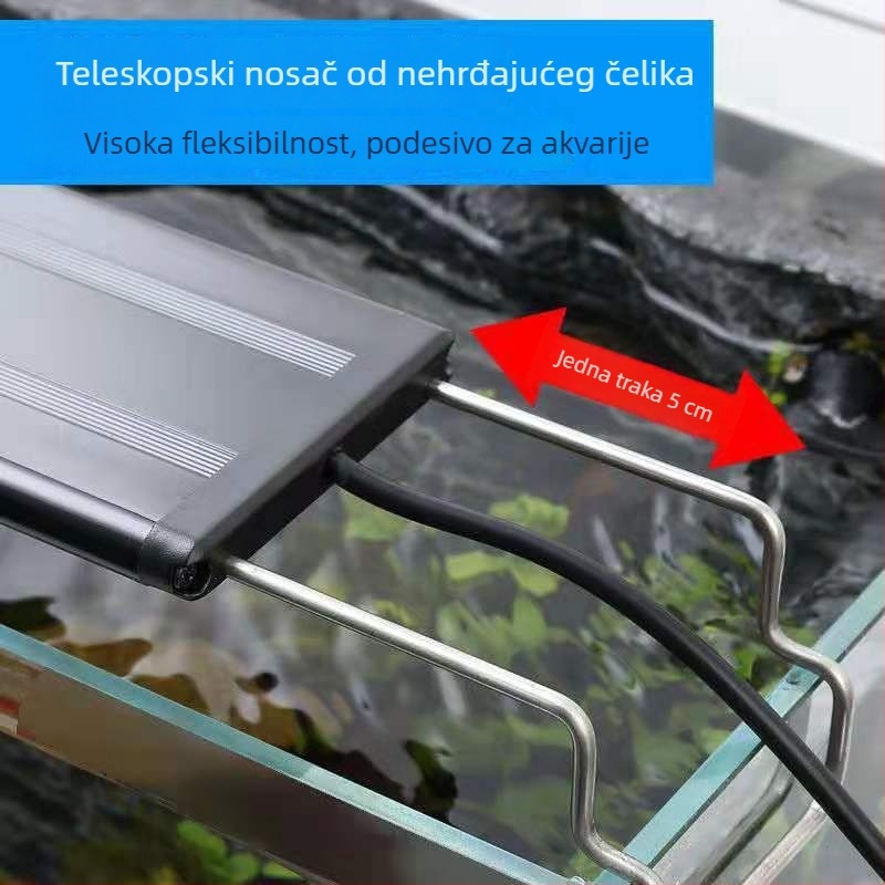 LED svjetlo s punim spektromom za vodene biljke u akvariju, vodootporno, s nosačem.