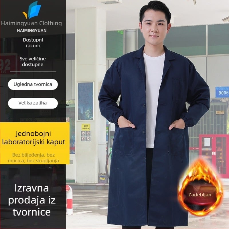 Debeli plavi zaštitni radni kaput s logom, otporan na prašinu za utovar i istovar