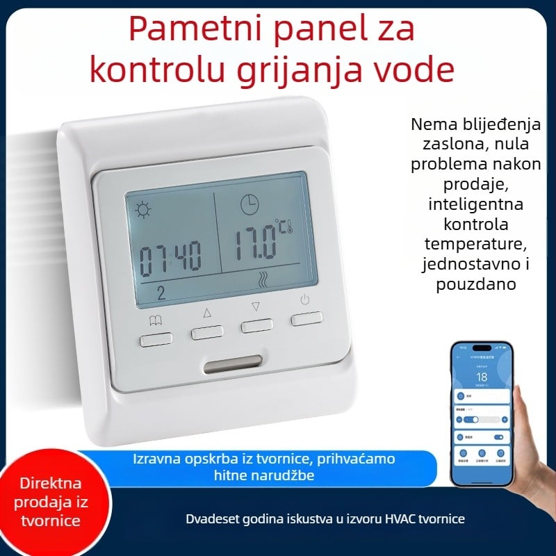 Pametni termostat za podno grijanje s digitalnim zidnim panelom za unutarnju klimatizaciju