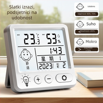 Digitalni higrometar i termometar za unutarnju upotrebu, visoka preciznost, prikaz na zidu, za dječju sobu