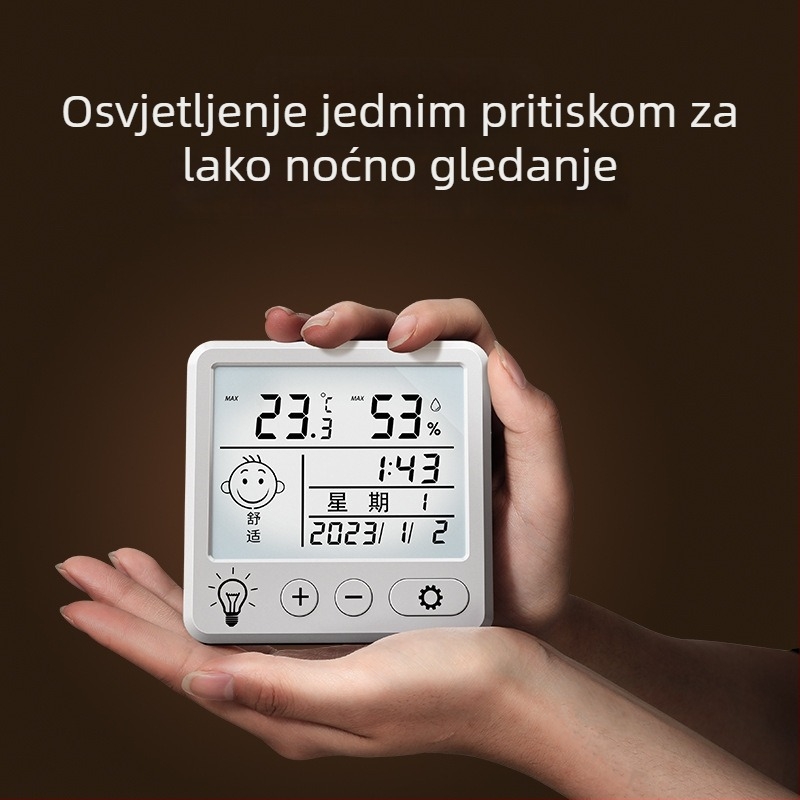 Digitalni higrometar i termometar za unutarnju upotrebu, visoka preciznost, prikaz na zidu, za dječju sobu
