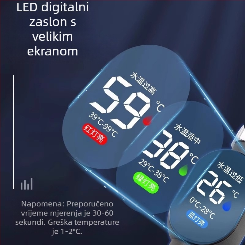 Kućni termometar za vodu u kadi, s vidljivim LED zaslonom, za kupanje beba i djece
