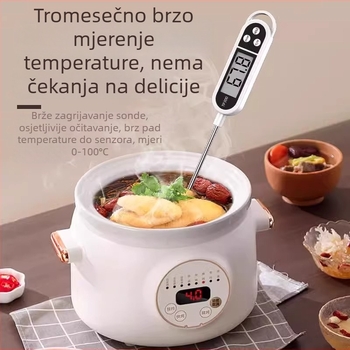 Digitalni kuhinjski termometar sa sondom za hranu, vodu, mlijeko, ulje i pečenje kruha