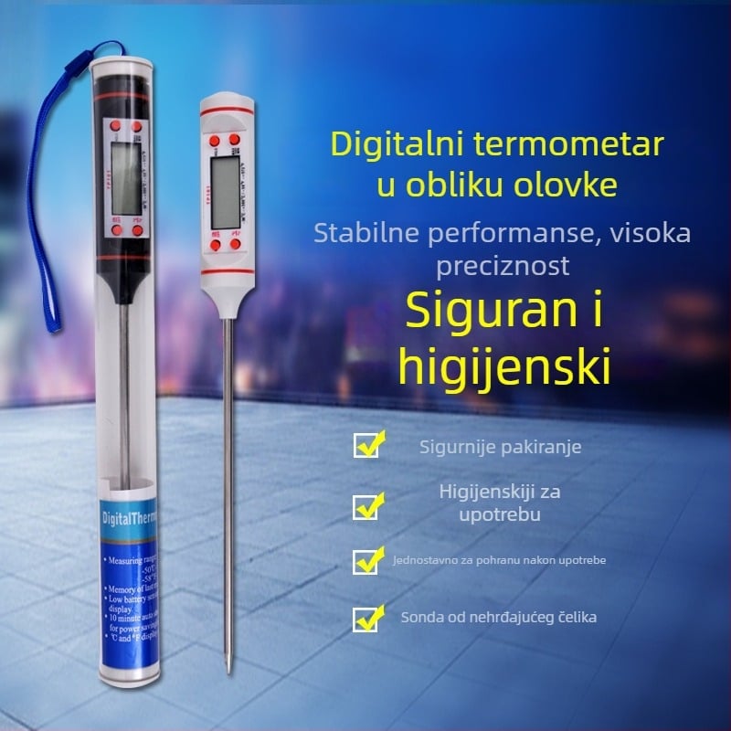 Digitalni kuhinjski termometar s sondom za meso, roštilj, pečenje, kavu, mlijeko i vodu