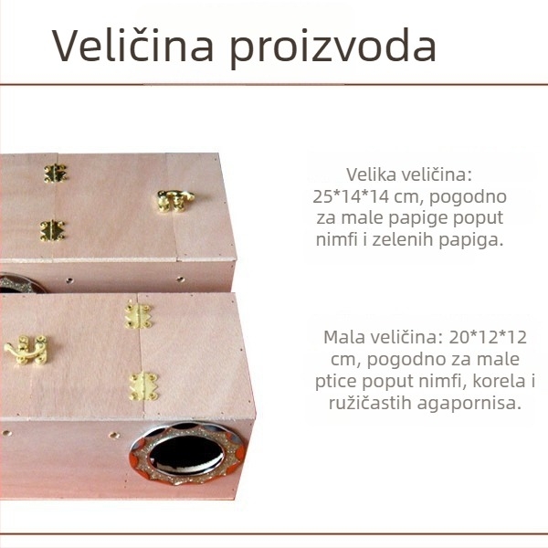 Drvena vodoravna kutija za uzgoj papiga