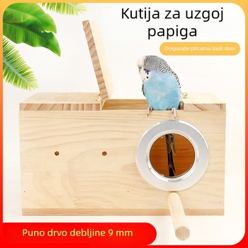 Drvena kutija za uzgoj papiga, viseće gnijezdo, topli dodaci za kavez
