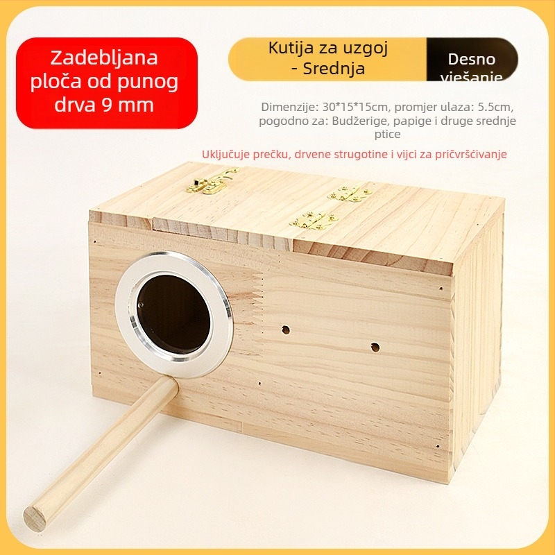 Drvena kutija za uzgoj papiga, viseće gnijezdo, topli dodaci za kavez
