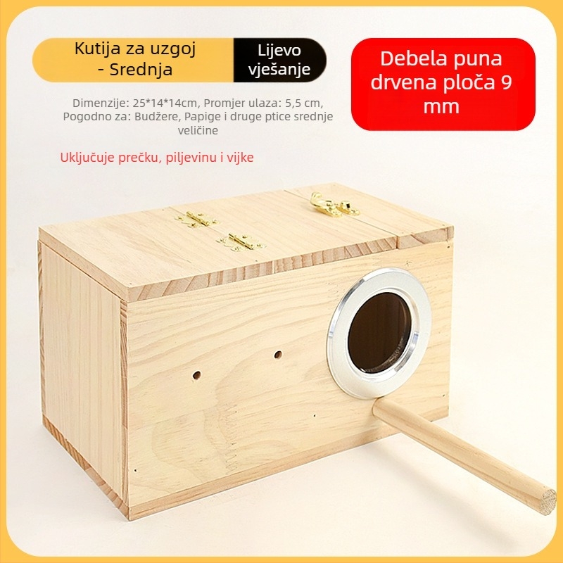 Drvena kutija za uzgoj papiga, viseće gnijezdo, topli dodaci za kavez