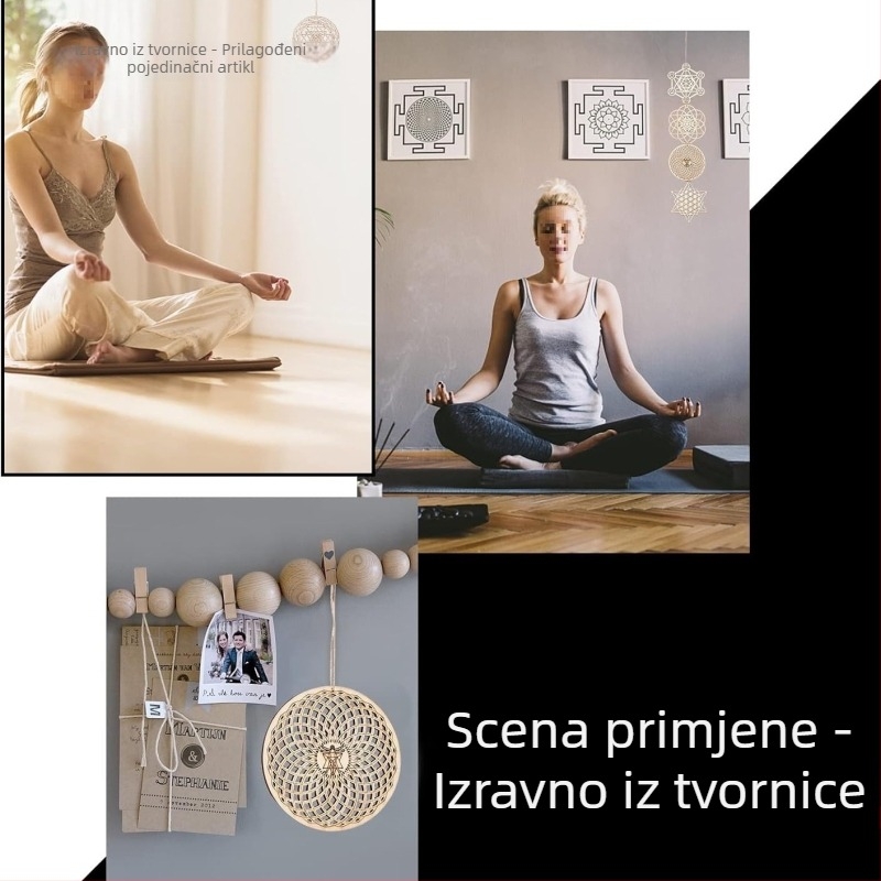 Drveni ukrasni komad s izrezbarenim geometrijskim uzorkom za zidnu dekoraciju i DIY projekti