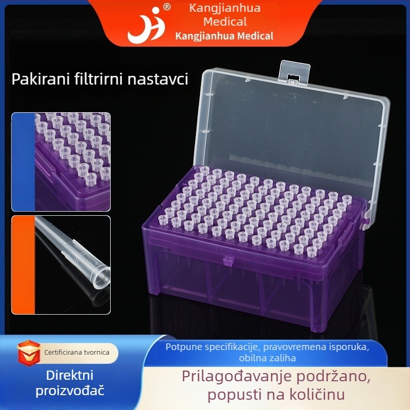 Kutija filtriranih vrhova pipete 10 mL–10 mL za laboratorijsku upotrebu