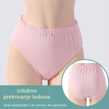 Ženske gaćice od pamuka s visokim pojasom, velikih veličina, prozračne, elastične, jednobojne