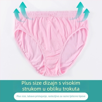 Ženske gaćice od pamuka s visokim pojasom, velikih veličina, prozračne, elastične, jednobojne