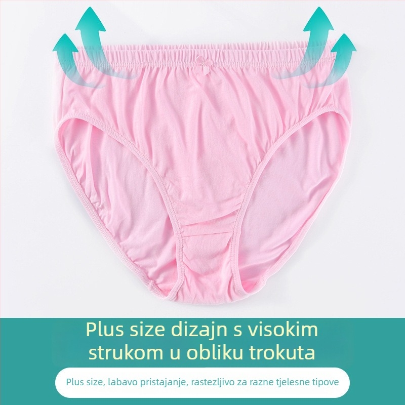 Ženske gaćice od pamuka s visokim pojasom, velikih veličina, prozračne, elastične, jednobojne