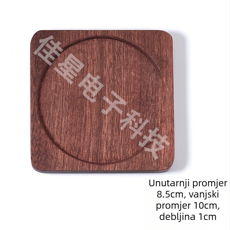 Prirodne drvene podmetače za čaše s graviranim logom, skandinavski stil, više drvenih opcija, 10×10 cm