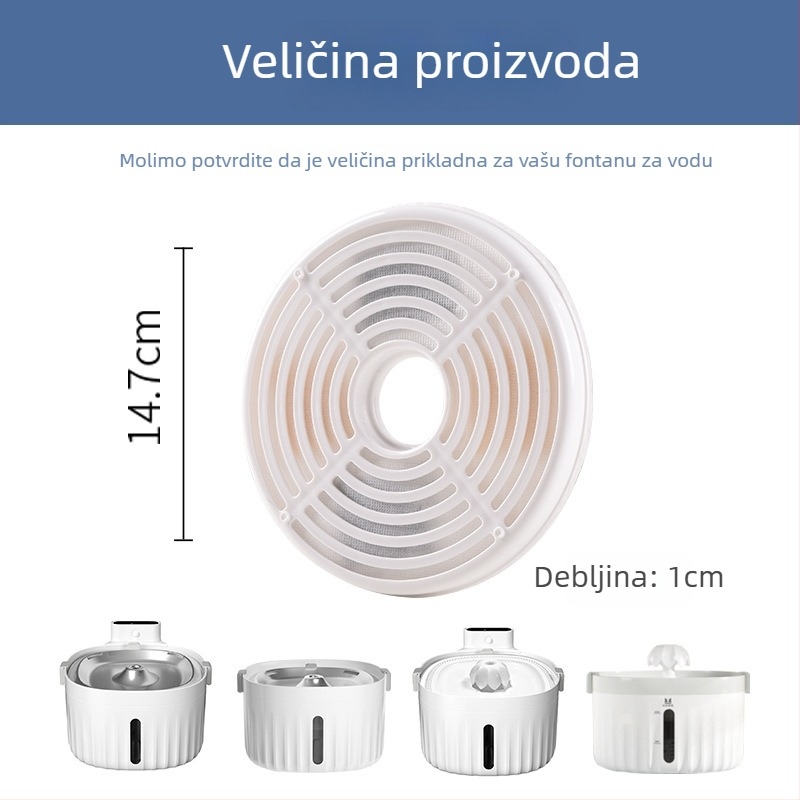 Filter za vodu za kućne ljubimce s univerzalnim filtrom, mrežicom za filtriranje i aktivnim ugljenom za pročišćenu vodu za pse i mačke