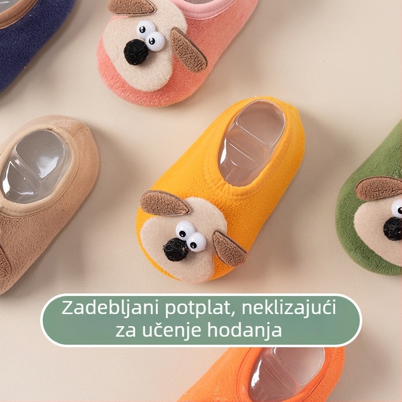 Debljane slatke štene dizajnirane dječje podne čarape s protukliznim mekani dnom — dječje cipele i set čarapa za hodanje