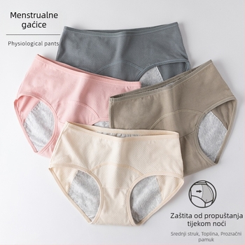 Prozračne pamučne gaćice za menstrualno razdoblje, tanke, otporne na curenje, srednje visine struka, za djevojke i mlade žene.