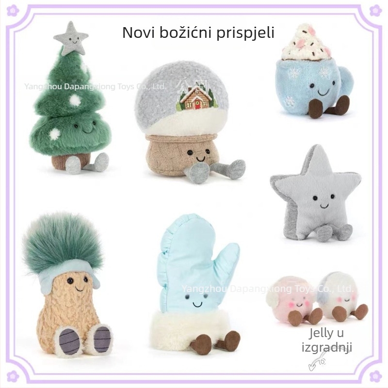 Jelly plišna ukras za božićno drvce: zeko, snježnjak, snježinka i zabavne rukavice za žene