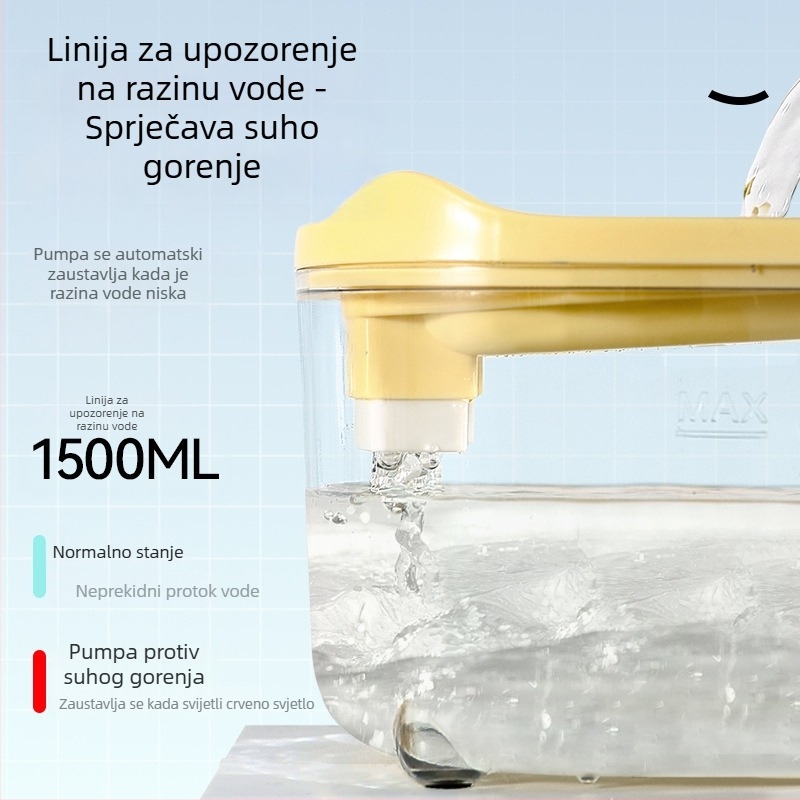 Dispenzer za vodu za mačke, 1,5 L, automatsko filtriranje, svježa voda za kućne ljubimce