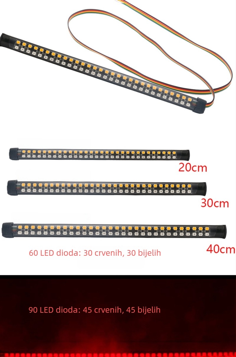 48-LED SMD svjetlosna traka za motocikl s LED-om za kočnice, pokazivač i osvjetljenje registarske pločice, silikonsko kućište