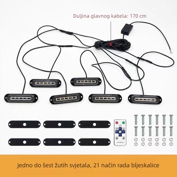 LED upozoravajuće svjetlo za rešetku kamiona, 12V-24V, visoka svjetlina, vodootporno, žuto, universalno