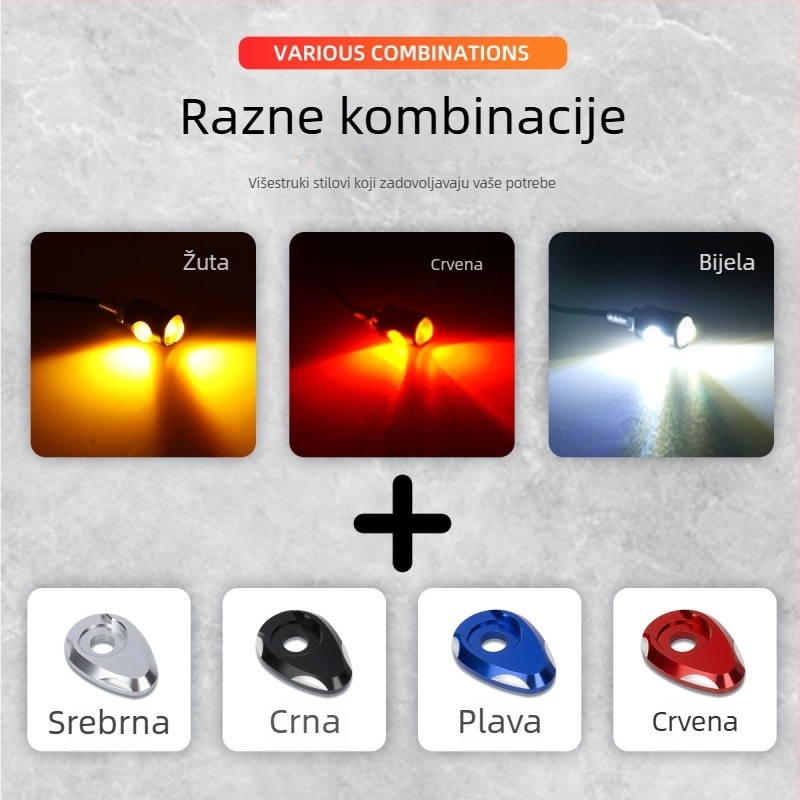 Motociklistički LED pokazivač smjera s aluminijskom pločom i COB Eagle Eye dvostruko svjetlo za svjetlo registarske tablice