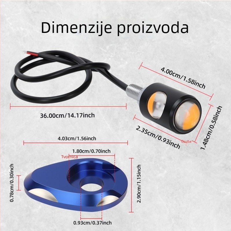 Motociklistički LED pokazivač smjera s aluminijskom pločom i COB Eagle Eye dvostruko svjetlo za svjetlo registarske tablice