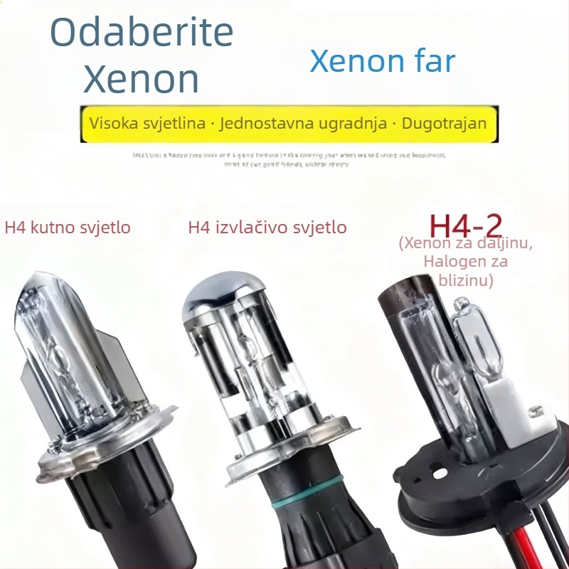 H4 HID Xenon auto far s podešavajućim kutem snopa, 35W, 12V, za duga i kratka svjetla, 6000K-8000K