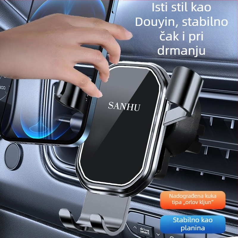 Držač za telefon za otvor za ventilaciju automobila s gravitacijskim senzorom — trokutasti dizajn s oglednom površinom