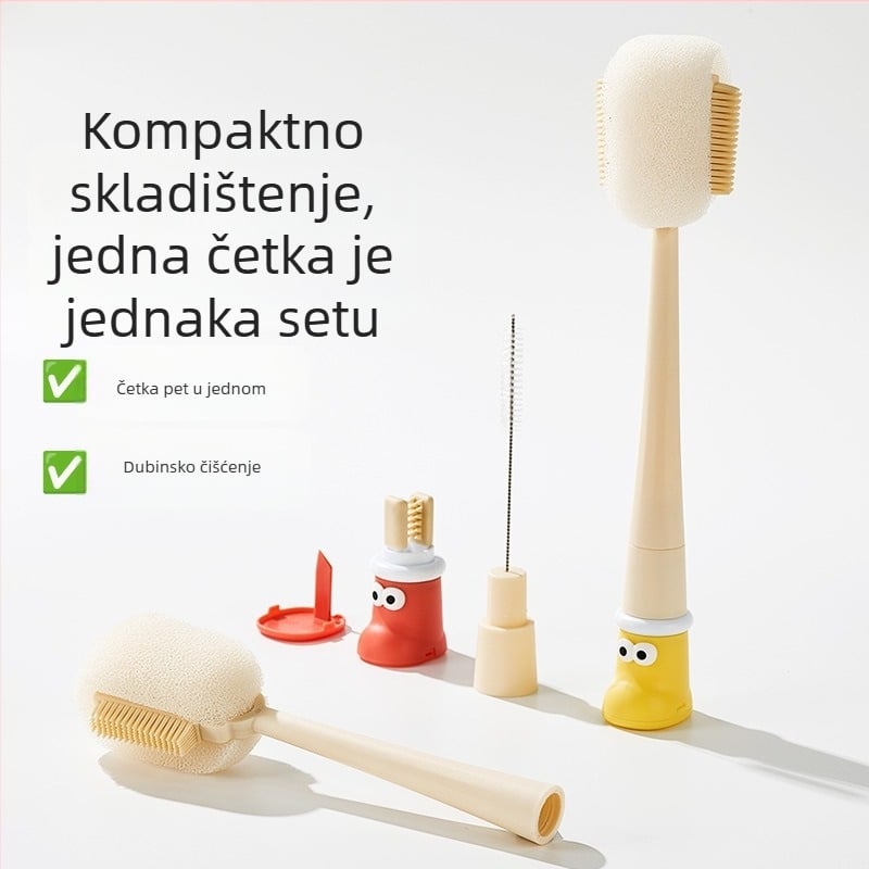 Duga četka za čišćenje čaša s dugom drškom – četka za boce, četkica za slamke i spužvasti četkica za pranje čaša
