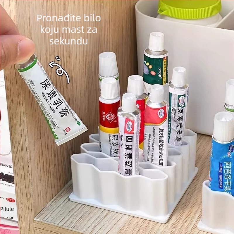 Valoviti stolni organizator za pohranu s odjeljcima za ljepilo, trake i lijekove