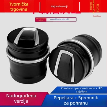 Automobilska pepeljara s LED osvjetljenjem, univerzalna, s poklopcem, višenamjenska, otporna na požar