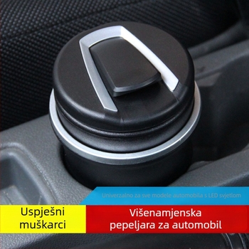 Automobilska pepeljara s LED osvjetljenjem, univerzalna, s poklopcem, višenamjenska, otporna na požar