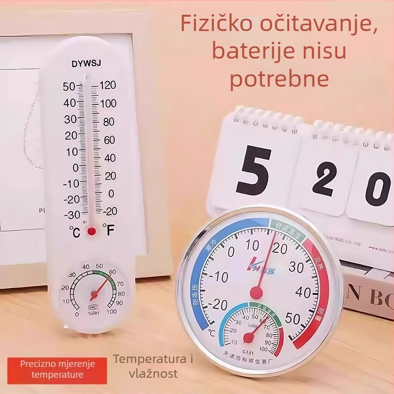 Visoko precizan unutarnji termometar i higrometar za kuću — stolni ili zidni mjerač temperature i vlage