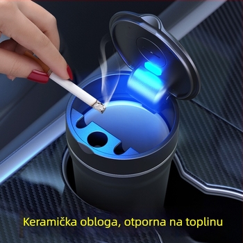 Auto keramički pepalnik s LED rasvjetom, vatrootporni unutarnji sloj i poklopac