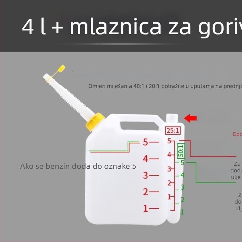 Posuda velike kapacitete za miješanje dvotaktnog ulja za lančanu pilu, kosilicu i pilu za živicu
