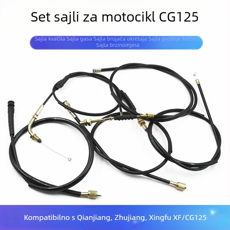 CG125 Zhujiang ZJ set kablova: kabel kvačila, kabel gasa, kabel brzomjera, kabel okretaja i kočioni kabel za Qianjiang Happiness