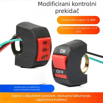 Motociklistički prilagođeni prekidač: prekidač gašenja, LED prednje svjetlo i dvostruko bljeskanje