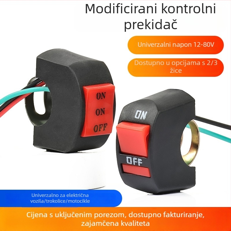 Motociklistički prilagođeni prekidač: prekidač gašenja, LED prednje svjetlo i dvostruko bljeskanje