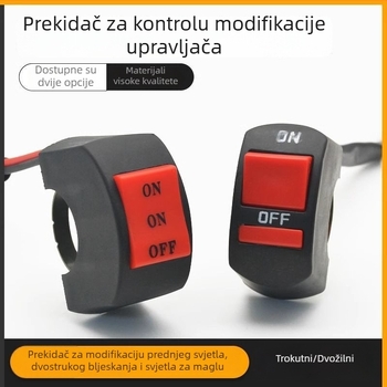 Mogelon prekidač svjetla za električni motocikl, trostupanjski ON/OFF prekidač za kratko/daleko svjetlo, LED spot na ručici upravljača