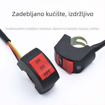 Mogelon prekidač svjetla za električni motocikl, trostupanjski ON/OFF prekidač za kratko/daleko svjetlo, LED spot na ručici upravljača