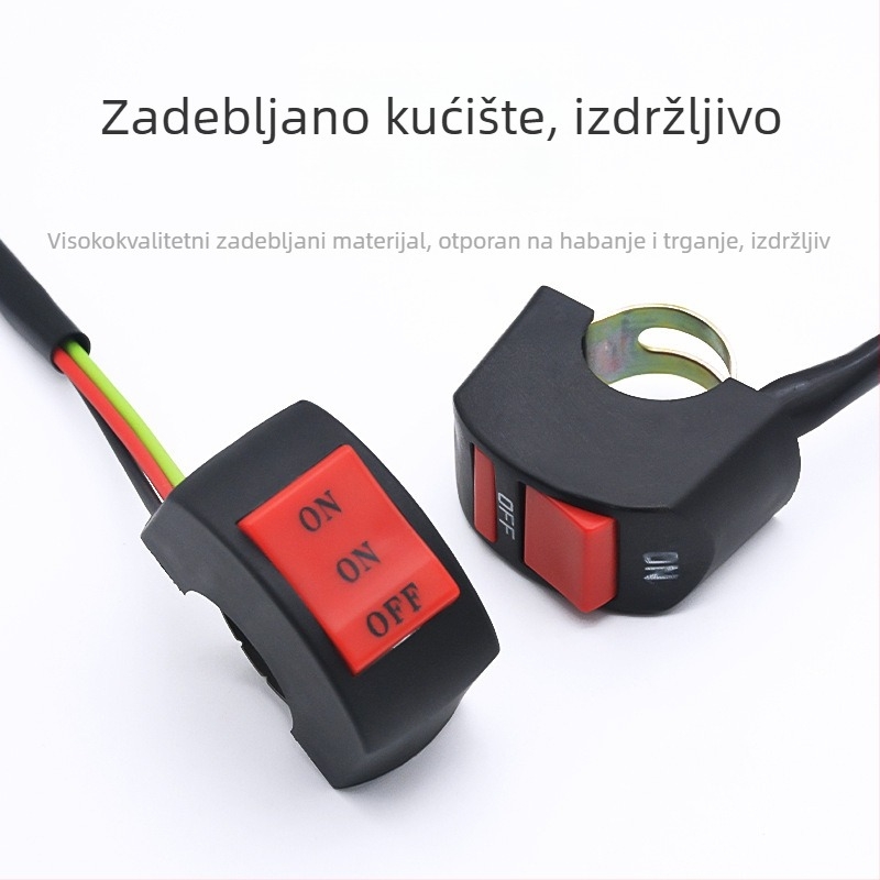 Mogelon prekidač svjetla za električni motocikl, trostupanjski ON/OFF prekidač za kratko/daleko svjetlo, LED spot na ručici upravljača