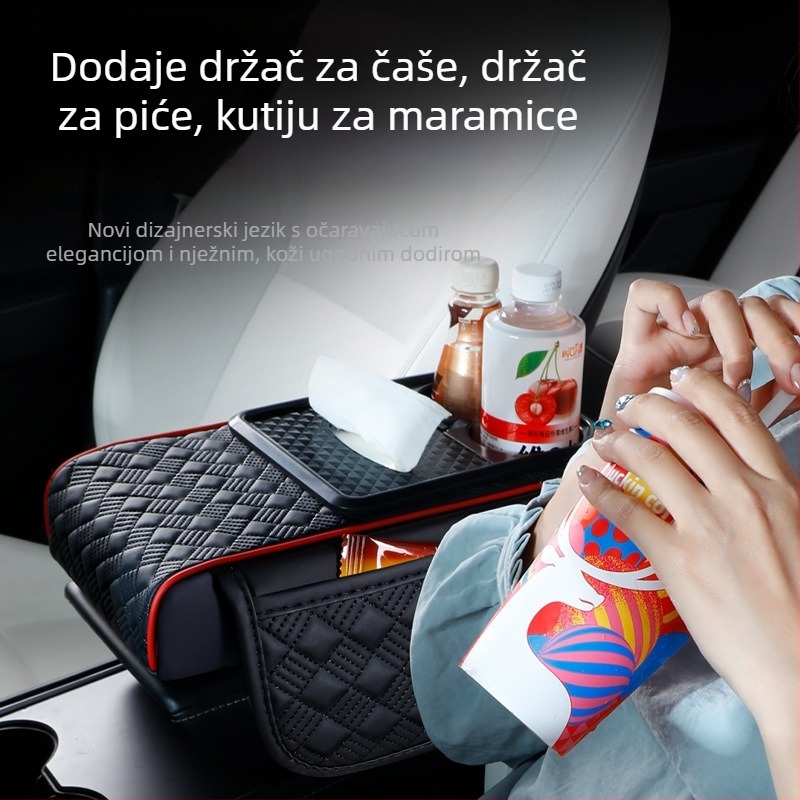 Podizačka podloga za srednji naslon za ruku, zaštitna i višenamjenska kutija za maramice, držač čaše i skladišna torba za unutrašnjost automobila