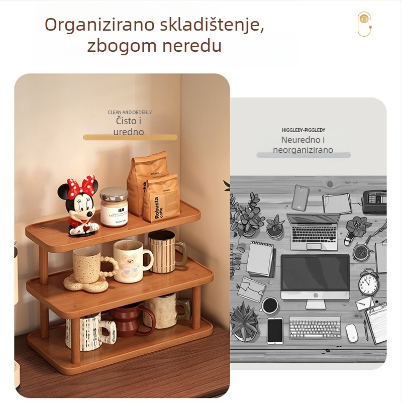 Stolni organizator za šalice – dvostruki stalak za šalice kave, čaja i vode